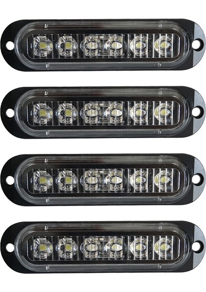 4 Adet 6led LED Işık Başlığı Acil Durum Işaret Tehlike Uyarı Işığı Flaş Dikkat Strobe Işık Çubuğu Araba Kamyon 12-24V Beyaz (Yurt Dışından)