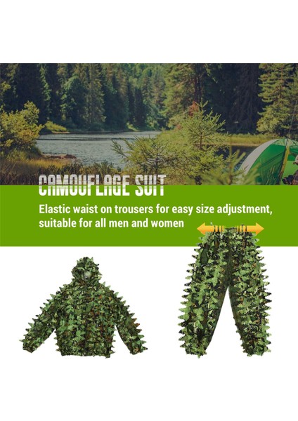 Yapışkan Çiçek Biyonik Yapraklar Kamuflaj Takım Elbise Avcılık Ghillie Takım Elbise Woodland Kamuflaj Evrensel Kamuflaj Seti (B) (Yurt Dışından)