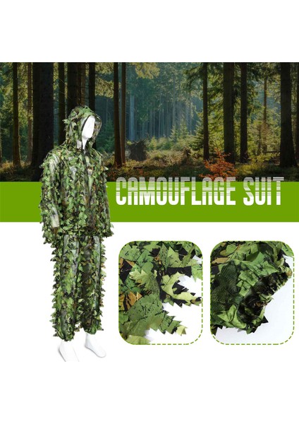 Yapışkan Çiçek Biyonik Yapraklar Kamuflaj Takım Elbise Avcılık Ghillie Takım Elbise Woodland Kamuflaj Evrensel Kamuflaj Seti (B) (Yurt Dışından)