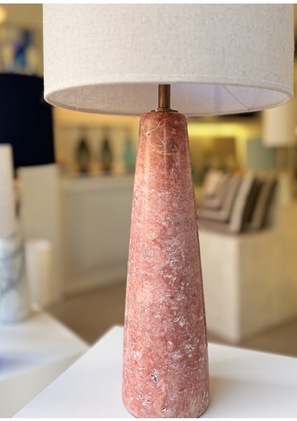 Tall Cone Pembe Traverten Abajur