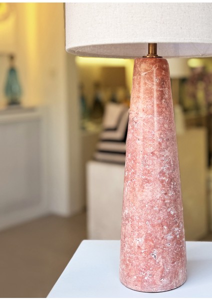 Tall Cone Pembe Traverten Abajur