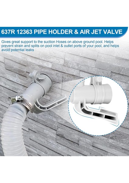 637R 12363 Boru Tutucu ve Hava Jet Vanası, Intex C1000 Krystal Clear Yedek Hava Jet Vanası Girişi ile Uyumlu (Yurt Dışından)