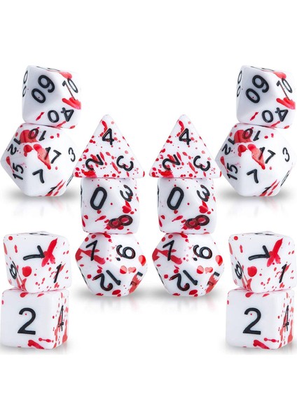 Rpg Dnd Rol Yapma Zar Oyunları Için 14 Parça Kan Sıçrayan Zar Çokyüzlü 7-Die Zar Seti (Yurt Dışından)