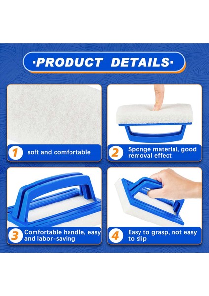 Paket El Tipi Havuz Ovma Fırçası, Temizlik Scrubber Için Ovma Ovma Sünger Pedi, Mutfak, Banyo Küveti, Duş Fayansı (Yurt Dışından)