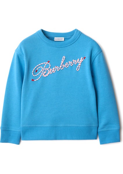 Mathew Rope Laces Logo Pamuklu Mavi Unisex Çocuk Sweatshirt