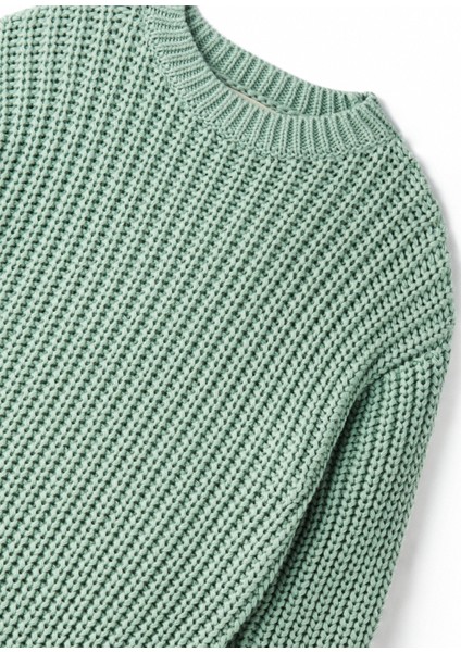 Yeşil Pamuklu Triko Kazak Pantolon Unisex Çocuk 2'li Takım