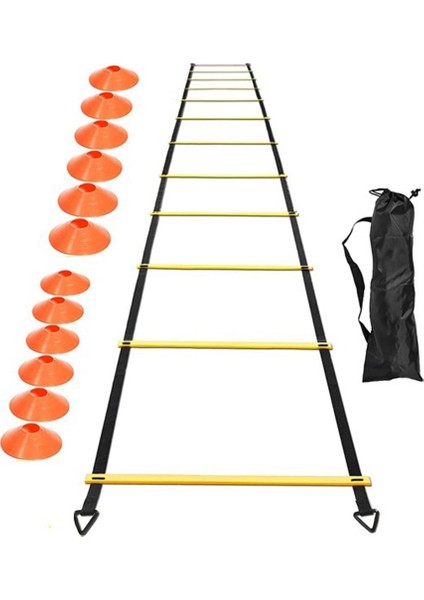 Çeviklik Merdiveni Seti 20FT Ayarlanabilir Hız Eğitim Merdiveni, Futbol, Spor Eğitimi Için 12 Futbol Eğitim Diski ile (Yurt Dışından)