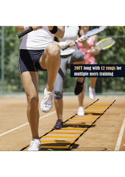 Çeviklik Merdiveni Seti 20FT Ayarlanabilir Hız Eğitim Merdiveni, Futbol, Spor Eğitimi Için 12 Futbol Eğitim Diski ile (Yurt Dışından) indirimleri