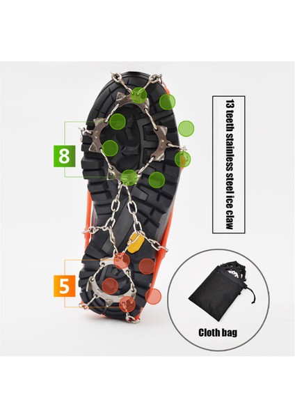 Açık Hava Tırmanışı Kaymaz Buz Kar Tutucu 13 Diş Çivili Kramponlar Aile Açık Hava Kamp Aksesuarları Için Kramponlar-Turuncu (Yurt Dışından) fırsatları