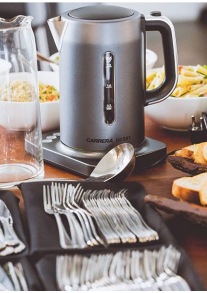 No 551 2200 W Gri Çelik Su Isıtıcısı Kettle 1,7 Lt