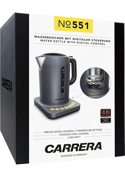 No 551 2200 W Gri Çelik Su Isıtıcısı Kettle 1,7 Lt