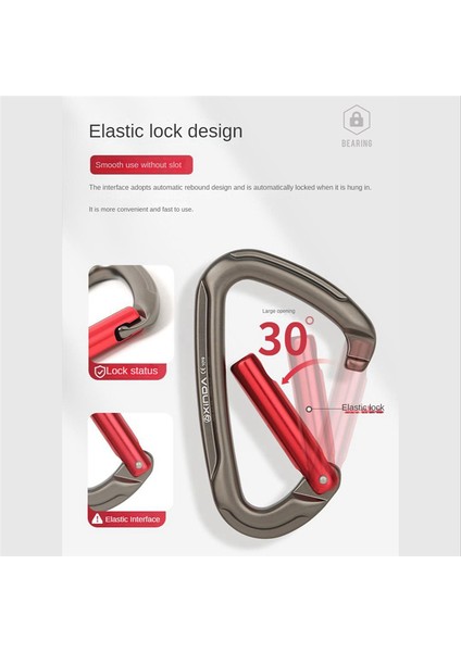 Xinda Outdoor Kamping Çıtçıtlı Kilit Sürgülü Kilit Hızlı Asma Kaya Tırmanışı Ana Kilit Halat Askısı Düz (Siyah) (Yurt Dışından) modelleri