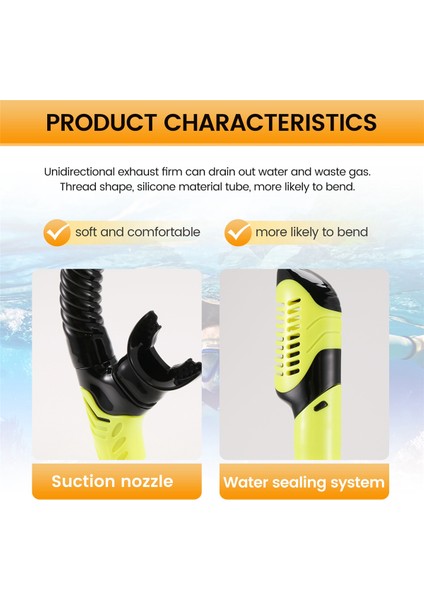 Kuru Şnorkel Tüpü Easy Breath Scuba Dalış Sıçrama Koruyucusu Üst Vana Yüzme Sualtı Ekipmanları Yetişkinler Erkekler Kadınlar Için A (Yurt Dışından)