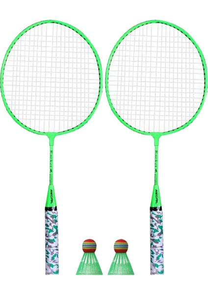 Çocuklar Için Badminton Raketleri, Raketle Raket Spor Seti, Çocuklar Için 2 Toplu Oyuncular Kapalı Açık Spor Yeşil (Yurt Dışından)