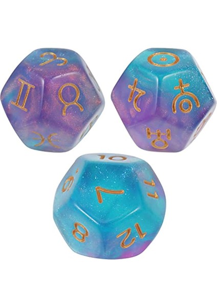 3 Adet 12 Taraflı Astrolojik Zar, Kehanet, Astroloji, Tarot Kartı Aksesuarları, 12 Taraflı Zar, Zar Seti (Yurt Dışından)