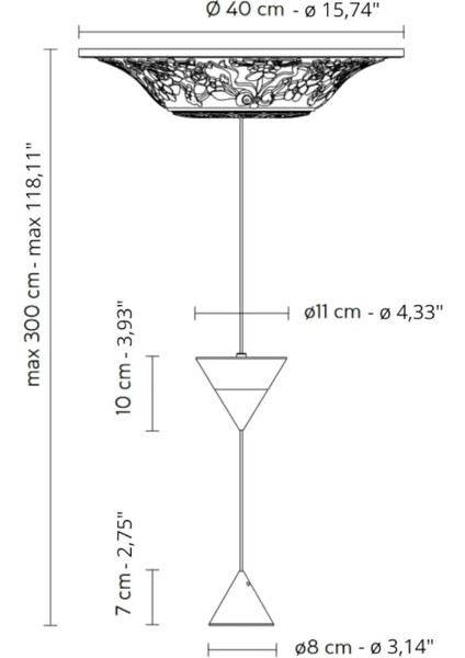 Moonbloom Mat Siyah Alüminyum Sarkıt Avize 40 cm