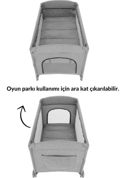 Gri Oyun Parklı Anne Yanı Beşik 15 kg modelleri