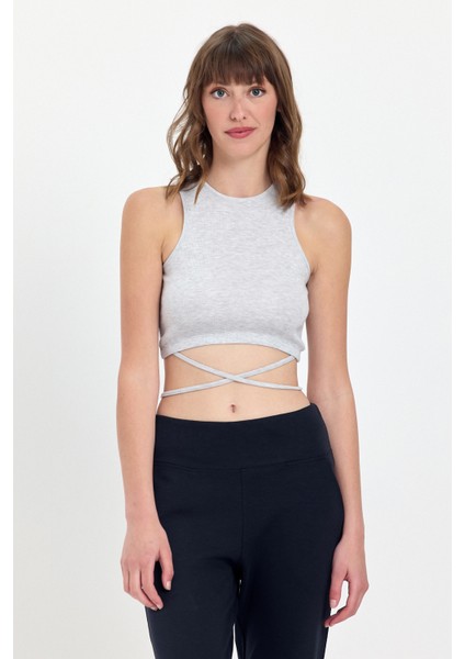 Belden Bağlamalı Fitilli Crop T-Shirt