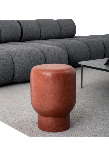 Ozooc Hafifletilmiş Beton Dikey Kırmızı Yan Sehpa 35 cm