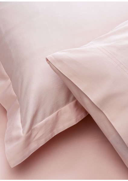 Flen Pudra Pembe Organik Pamuk Battal Boy Çift Kişilik Nevresim Takımı 240 x 220 cm