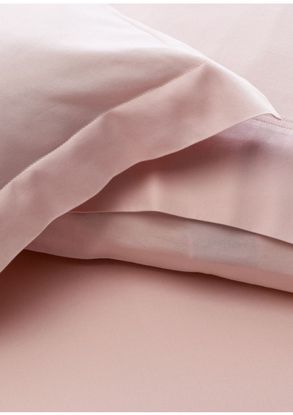 Flen Pudra Pembe Organik Pamuk Battal Boy Çift Kişilik Nevresim Takımı 240 x 220 cm