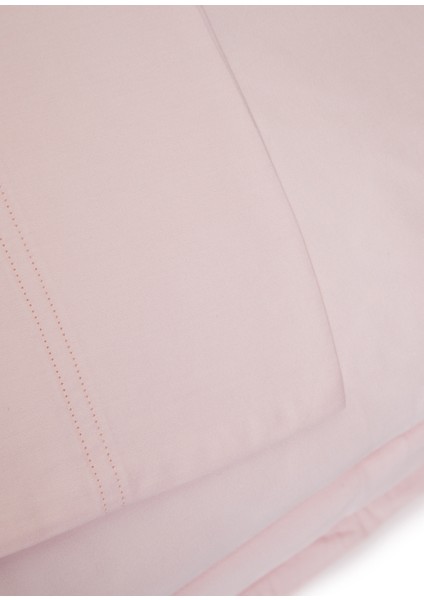 Flen Pudra Pembe Organik Pamuk Battal Boy Çift Kişilik Nevresim Takımı 240 x 220 cm