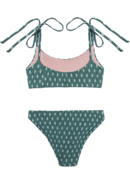 Camelia Yeşil Puantiye Desenli Kız Çocuk Bikini Takımı fiyatları