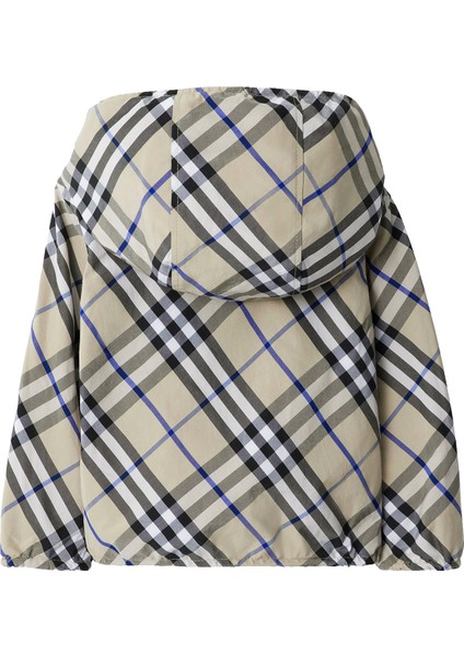 Reversible Check Krem Rengi Pamuk Karışımlı Unisex Çocuk Trençkot fiyatları