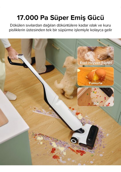 Flexi Pro Beyaz Islak ve Kuru Robot Dikey Süpürge