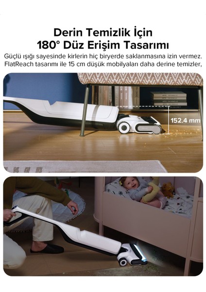 Flexi Pro Beyaz Islak ve Kuru Robot Dikey Süpürge