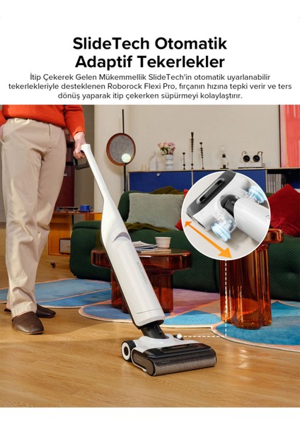 Flexi Pro Beyaz Islak ve Kuru Robot Dikey Süpürge