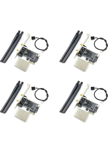 4x Ngff M2 Kablosuz Kart Pcı-E Pcie Masaüstü Bluetooth Dönüştürücü Adaptör ile AX200 9260AC Için 8 Ac Anten (Yurt Dışından)
