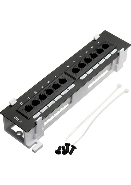 3x Ağ Araç Kiti 12 Port Cat6 Patch Panel RJ45 Ağ Duvar Montaj Rafı, Yüzey Duvar Montaj Braketi ile (Yurt Dışından)