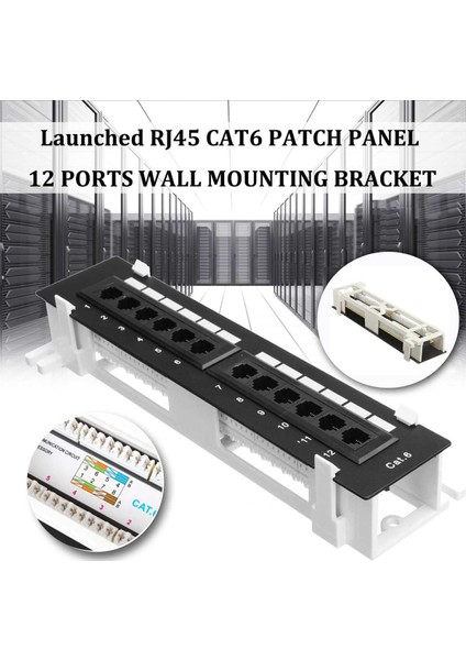 3x Ağ Araç Kiti 12 Port Cat6 Patch Panel RJ45 Ağ Duvar Montaj Rafı, Yüzey Duvar Montaj Braketi ile (Yurt Dışından)
