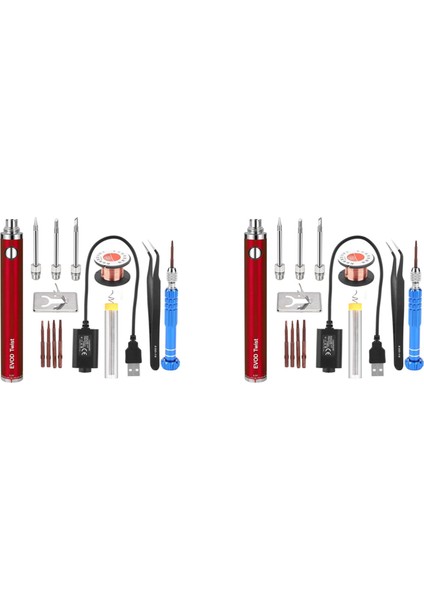 2x 5V 15W Akülü Havya, USB Şarjlı Havya Havya Kablosuz Şarjlı Havya-Kırmızı (Yurt Dışından)
