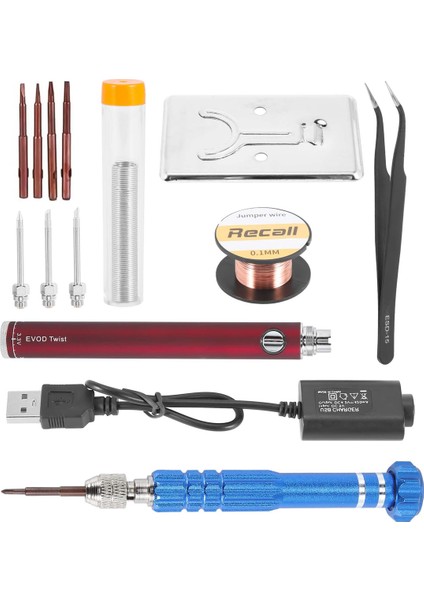 5V 15W Akülü Havya, USB Şarjlı Havya Havya Kablosuz Şarjlı Havya-Kırmızı (Yurt Dışından)