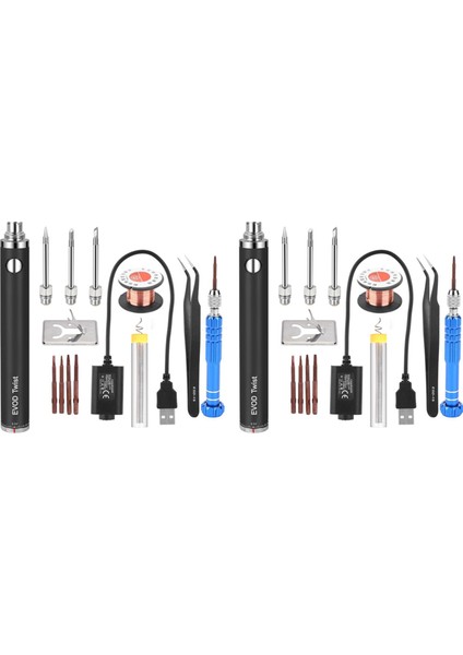 2x 5V 15W Akülü Havya, USB Şarjlı Havya Havya Kablosuz Şarjlı Havya-Siyah (Yurt Dışından)