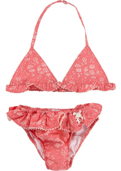 Pembe Desenli Koton Kız Çocuk Bikini Takımı