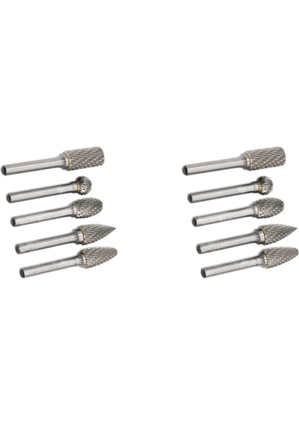 Karbür Döner Çapak Seti 12MM Kafa, Matkap Uçları Için Şaftlı Çift Kesim Dosyası, Parlatma, Gravür, Delme, 10 Paket (Yurt Dışından)