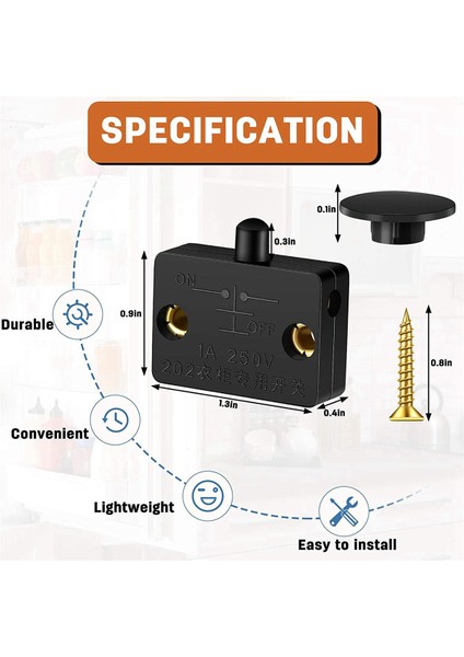 16 Parça Dolap Lambası Anahtarı Otomatik Kapı Anahtarı Kontak Anahtarı Dolap Için Geçerli 12V 24V 110V(SIYAH) (Yurt Dışından) indirimleri