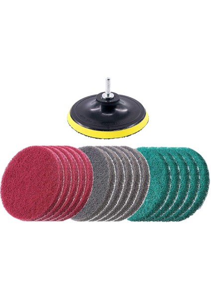16 Adet 5 Inç 3 Farklı Renk Ovma Pedleri Matkapla Çalışan Fırça Kiremit Scrubber Ovma Pedleri Temizleme Kiti, Aşındırıcı Parlatma Pedleri Değiştirme Ev Temizliği Için 1 Adet Kanca Eki (Yurt Dışından)