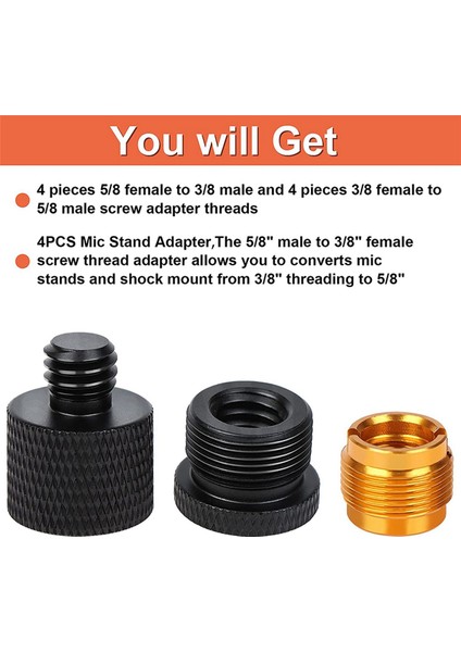 24 Parça Mikrofon Dişi Adaptör Seti Mikrofon Standı Adaptörü 5/8 Dişi - 3/8 Erkek ve 3/8 Dişi - 5/8 Erkek Vida Adaptörü (Yurt Dışından)