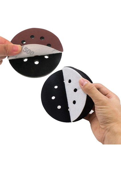 12 Adet 5 Inç (125MM) 8 Delikli Yumuşak Sünger Arayüz Pedi Zımpara Pedleri ve Yüzey Parlatma Için Cırt Cırtlı Zımpara Diskleri (Yurt Dışından)
