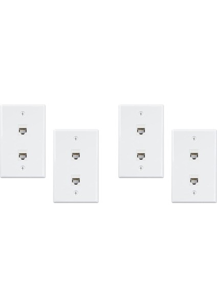 4'lü Paket 2 Portlu Ethernet Duvar Plakası, Cat6 Dişi - Dişi Duvar Jakı RJ45 Sıralı Bağlayıcı Duvar Çıkışı, Beyaz (Yurt Dışından)