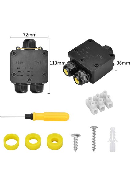 5x Su Geçirmez Bağlantı Kutusu IP68 Dış Mekan Rakoru Elektrik Bağlantı Kutusu, 4-15 mm Çaplı Kablo Için 3 Kablo Konnektörlü (Yurt Dışından)