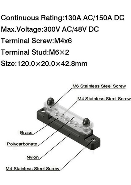 2x 6p Bakır Bara 150A Deniz Devre Sigortası Için Şeffaf Üst Kapaklı Yüksek Akım Düz Tek Sıra (Yurt Dışından) modelleri