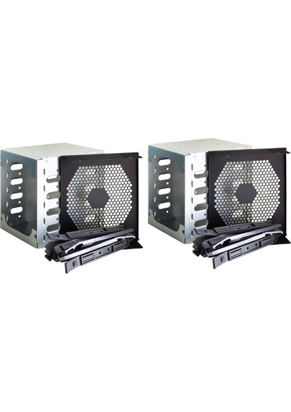 2x Büyük Kapasiteli HDD Sabit Sürücü Kafesi Rafı 5,25 Inç - 5x 3,5 Inç Sas Sata Sabit Sürücü Disk Tepsisi (Yurt Dışından)