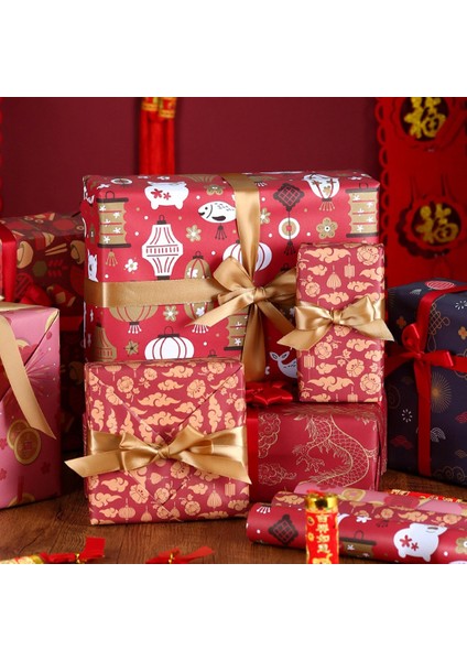 Ambalaj Kağıdı 6'lı Set, Bahar Şenliği Çin Yeni Yılı Dıy Hediye Kırmızı Ambalaj Kağıdı, 70CM x 50CM (Yurt Dışından) fırsatları