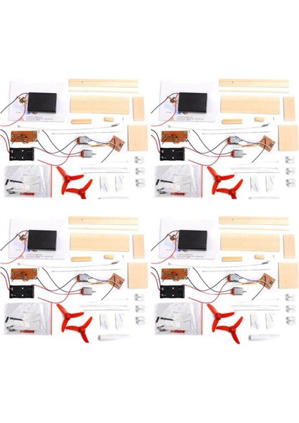 4x Montajlı Rüzgar Türbini Model Tekne Ahşap Uzaktan Kumanda Tekne Dıy Bilim Eğitici Oyuncaklar Hediye Modeli (Yurt Dışından)