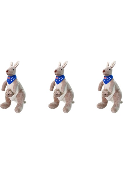 Bebek Çocuklar Için 3x Tatlı Kanguru Dolması Hayvan Yumuşak Peluş Bebek Oyuncakları (Mavi) (Yurt Dışından)
